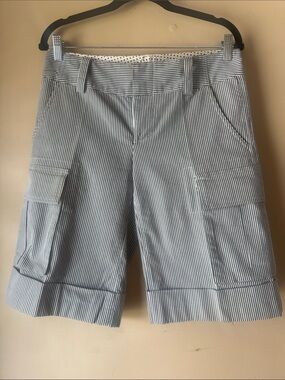 Alice + Olivia Navy and White Striped Cargo Shorts